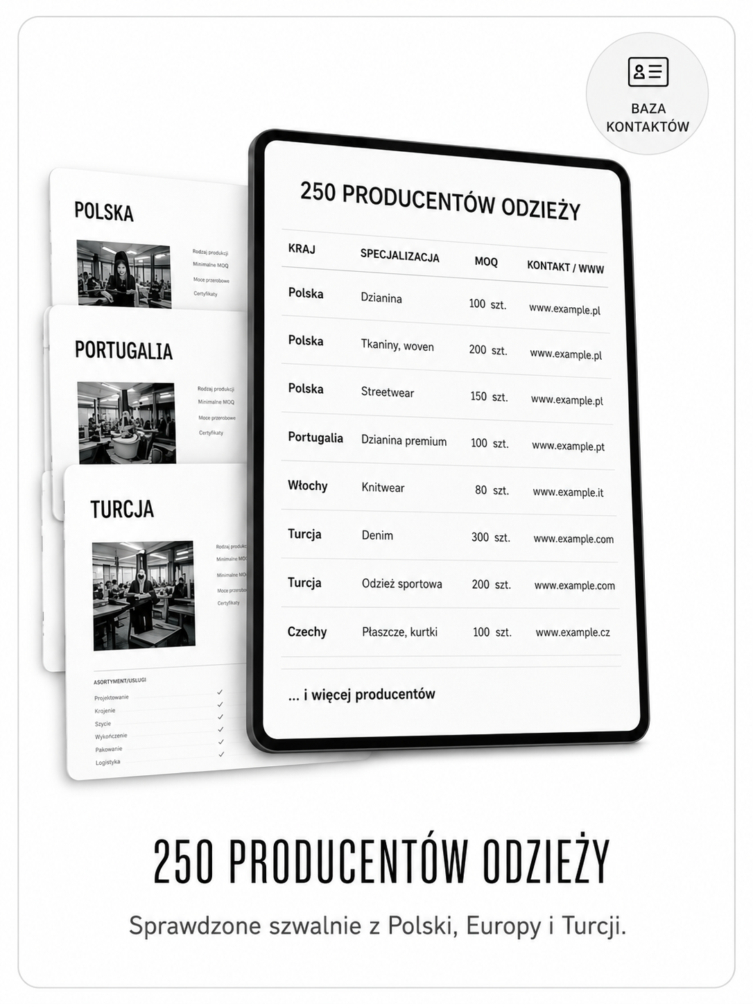 BAZA PRODUCENTÓW ODZIEŻY 250 lista szwalni: Polska • Europa • Turcja