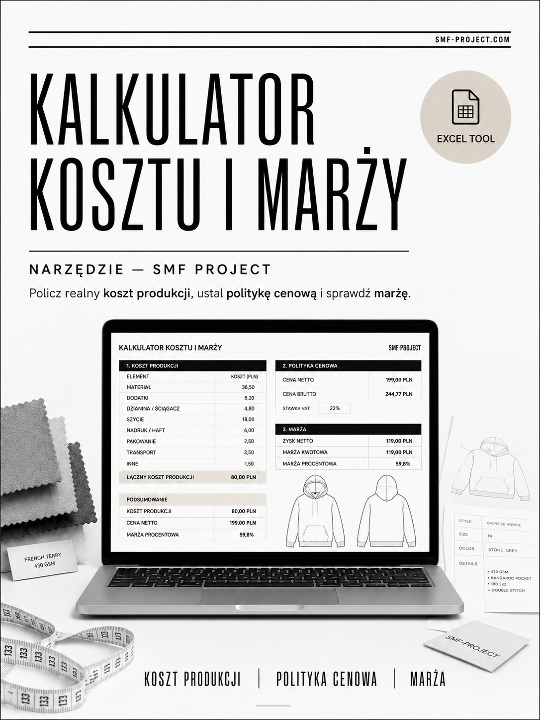 KALKULATOR KOSZTÓW PRODUKCJI, CEN I MARŻY MARKI ODZIEŻOWEJ
